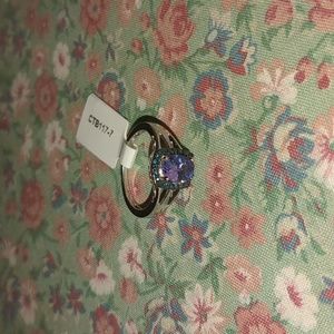 Blue tanzanite rhodium over sterling silver ring 0.90ctw